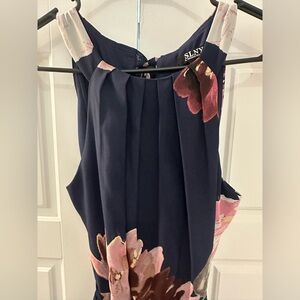 SNLY sleeveless jumpsuit in blue flower, tie waist, tie back of neck